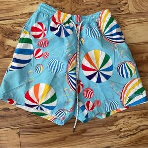 Rainbow beach ball men’s size Small Colorful Striped Swim Shorts